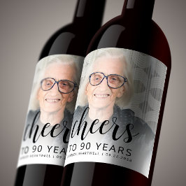 90歳の誕生日パーティー写真 ブラックスクリプト チェアーズ ワインラベル
