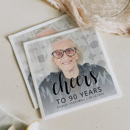 90歳の誕生日パーティー写真 黒いスクリプト チェアーズ スタンダードカクテルナプキン