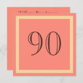 90歳の誕生日パーティー招待状 - サルモン コーラル 招待状 (正面/裏面)