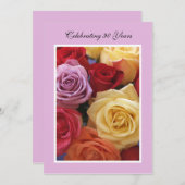 90歳の誕生日パーティー招待状 ローズ 招待状 (正面/裏面)