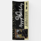 90歳の誕生日パーティー1枚の写真と紙吹雪 横断幕 (縦)