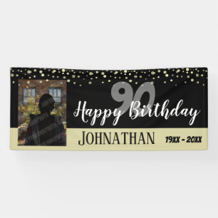 90歳の誕生日パーティー1枚の写真と紙吹雪 横断幕