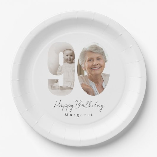 90歳の誕生日パーティー オーダーメイド フォト 紙皿 (正面)