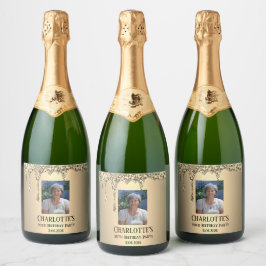 90歳の誕生日パーティー ゴールド スパークリングワインラベル