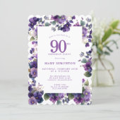 90歳の誕生日パーティー スミレの花 招待状 (スタンド正面)