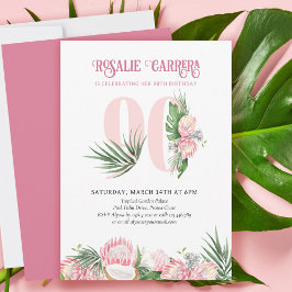 90歳の誕生日パーティー トロピカルピンクプロテア ナンバー90 招待状