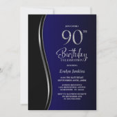 90歳の誕生日パーティー ブラック&ブルー 招待状 (正面)
