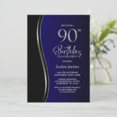 90歳の誕生日パーティー ブラック&ブルー 招待状 (スタンド正面)