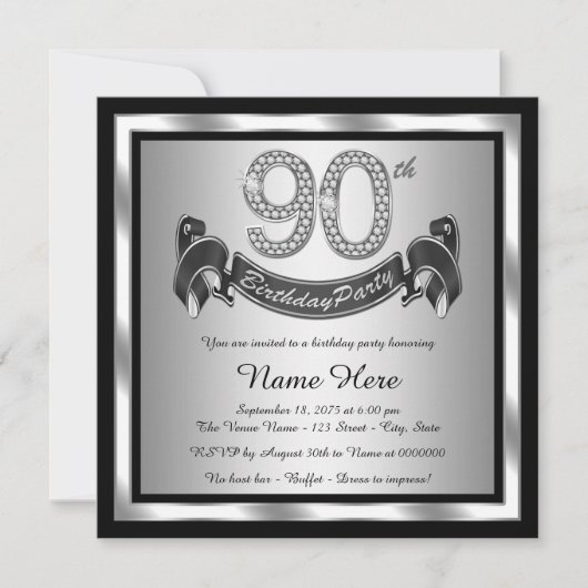 90歳の誕生日パーティー 招待状 (正面)