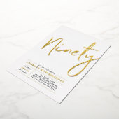 90歳の誕生日パーティー 現代のゴールドスタイル 箔招待状 (回転した状態)