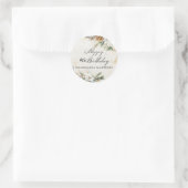 90歳の誕生日パーティー 白い冬の花をカスタマイズ ラウンドシール (バッグ)