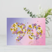 90歳の誕生日パーティー 花の文字付き 招待状 (スタンド正面)