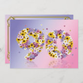 90歳の誕生日パーティー 花の文字付き 招待状 (正面/裏面)