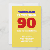 90歳の誕生日ヒーローパーティー招待状 招待状 (裏面)