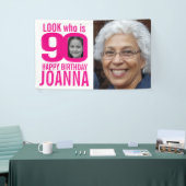 90歳の誕生日ピンクのルック90カスタムの写真その時 横断幕 (トレードショー)