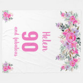 90歳の誕生日ピンクフローラフリースブランケット フリースブランケット (正面(横))