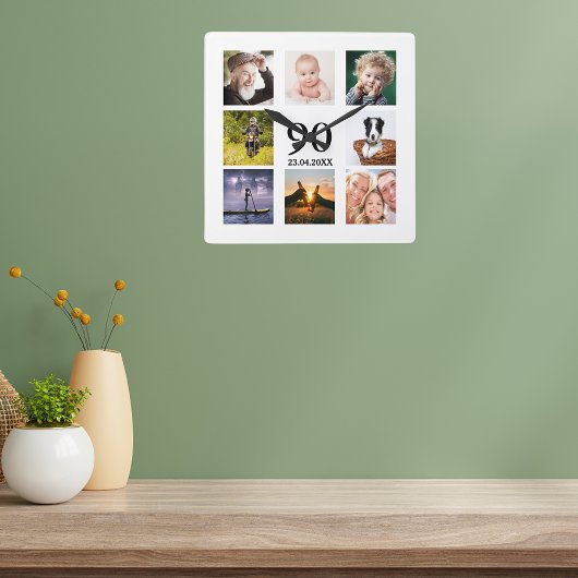 90歳の誕生日フォトコラージュの男 スクエア壁時計