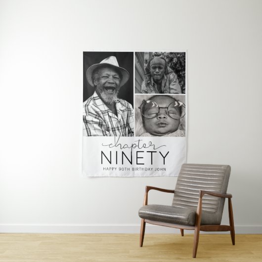 90歳の誕生日フォトコラージュ タペストリー (インサイチュ)