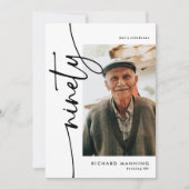 90歳の誕生日フォトコラージュ Script Ninety 4 招待状 (正面)