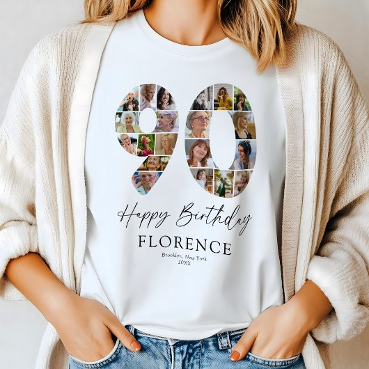 90歳の誕生日フォトコラージュTシャツ Tシャツ