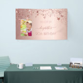 90歳の誕生日フォトバラ金ゴールドピンクの星 横断幕 (トレードショー)