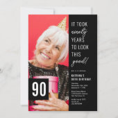 90歳の誕生日フォトパーティー招待状 招待状 (正面)