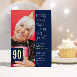 90歳の誕生日フォト 箔招待状