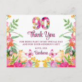 90歳の誕生日フラワーエレガントな御礼 ポストカード (正面)