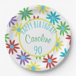 90歳の誕生日フラワー名入れペーパープレート ペーパープレート