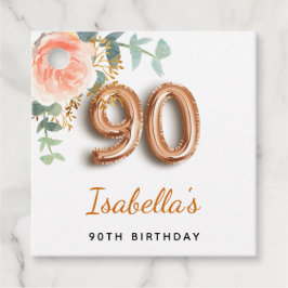 90歳の誕生日フローラバラ金ゴールドユーカリ・モノグラム フェイバータグ