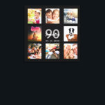 90歳の誕生日ブラックフォトコラージュモノグラム キャンバスプリント<br><div class="desc">90歳ユニークの誕生日の贈り物や記念祝品、あなたの写真のコラージュで彼女の人生。彼女の家族、友人、ペット、趣味、または夢の旅行先の画像を追加。名前、年齢90と日付をパーソナライズして追加。灰色と白の文字。シックな黒の背景。白やバラの金ゴールド色の背景を持つ当店でも販売されている。</div>