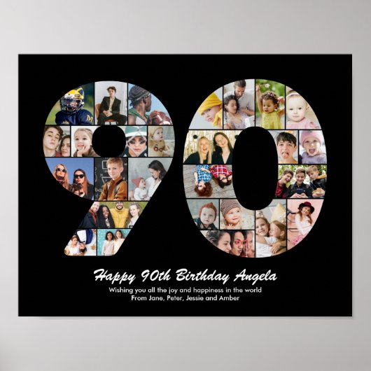 90歳の誕生日プレゼント　90周年フォトコラージュギフト ポスター (正面)