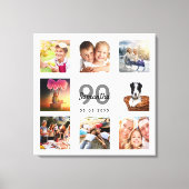 90歳の誕生日ホワイトフォトコラージュ名 キャンバスプリント (正面)