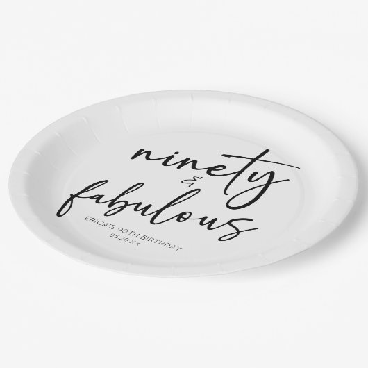 90歳の誕生日ミニマルパーティー ペーパープレート (アングル)