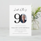 90歳の誕生日モダンシンプル写真 招待状 (スタンド正面)
