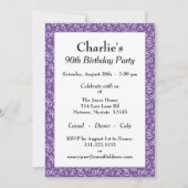 90歳の誕生日ランダム番号パターン 紫/白 招待状 (正面)