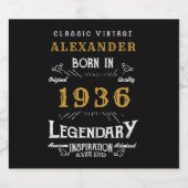 90歳の誕生日レジェンド 1936年 Vintage Black ビールラベル (シングルラベル)
