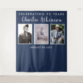 90歳の誕生日写真付きのバックドロップバナー タペストリー (正面)