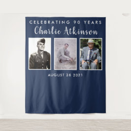 90歳の誕生日写真付きのバックドロップバナー タペストリー
