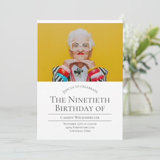 90歳の誕生日写真 招待状 (スタンド正面)