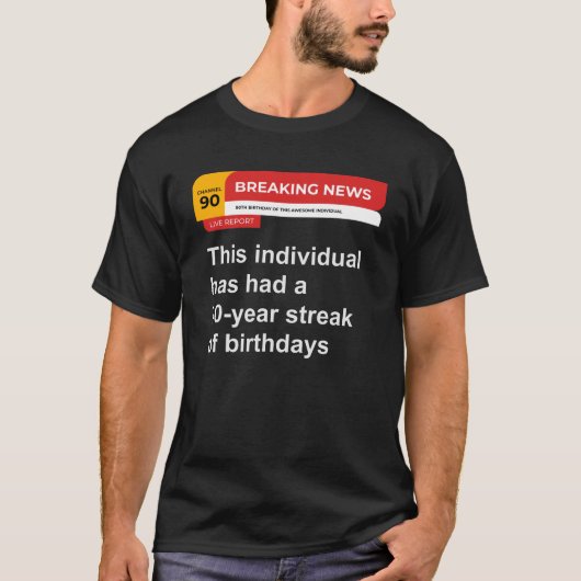 90歳の誕生日号外 90年続く誕生日の軌跡 Tシャツ (正面)