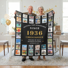 90歳の誕生日家族の思い出フォトコラージュ フリースブランケット