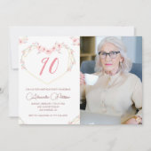 90歳の誕生日招待状ボホフローラ写真 招待状 (正面)