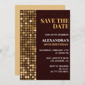 90歳の誕生日招待状日付金ゴールドを保存 招待状 (正面/裏面)