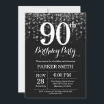 90歳の誕生日招待状 シルバーのグリッター 招待状<br><div class="desc">シルバーのストリングライトとシルバーのグリッター背景の90歳の誕生日招待状。シルバーの誕生日。大人の誕生日。男性または女性の誕生日招待状。13歳、15歳、16歳、18歳、20歳、21歳、30歳、40歳、50歳、60歳、70歳、80歳、90歳、100歳、どんな年齢にも。カスタマイズを続けるには、「カスタマイズする」ボタンをクリックして、当社のデザインツールを使用してこのテンプレートを修正してください。</div>