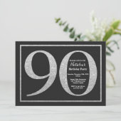 90歳の誕生日招待状 シルバーグリッター 黒板 招待状 (スタンド正面)