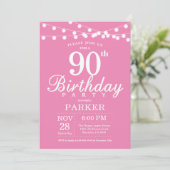 90歳の誕生日招待状 ピンク 招待状 (スタンド正面)