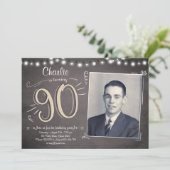 90歳の誕生日招待状 ヴィンテージ ナインティ 誕生日 招待状 (スタンド正面)