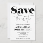 90歳の誕生日招待状 黒 白 Save the date 招待状 (正面)