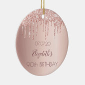 90歳の誕生日赤面バラ金ゴールドグリッタードライブ名 セラミックオーナメント (右)